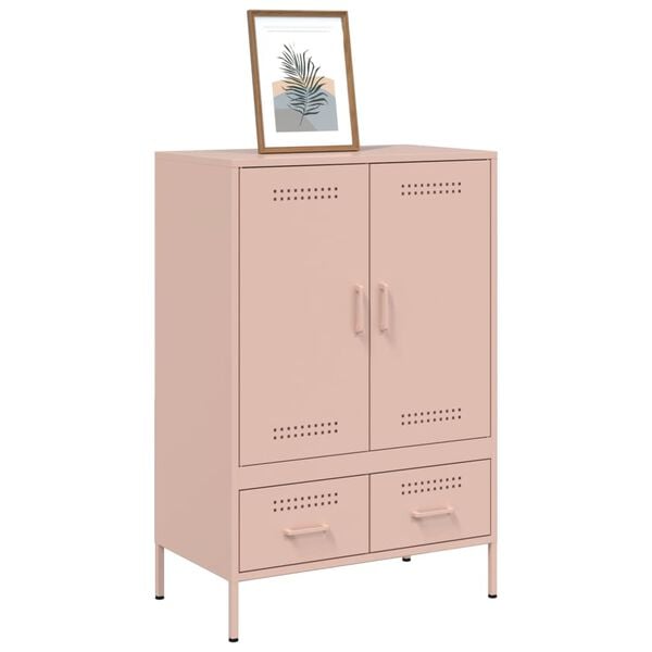 vidaXL Highboard Pink 68x39x101.5 cm Steel