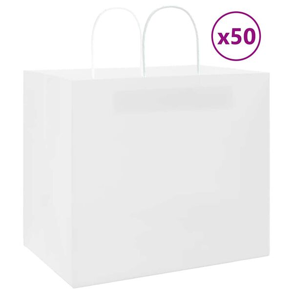 vidaXL Paper Bags 50 pcs with Handles White 32x22x28 cm