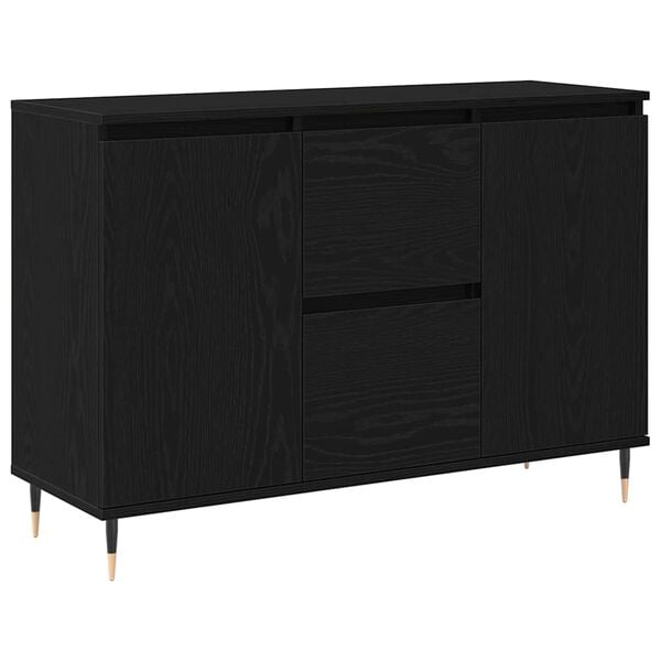 vidaXL Sideboard Black oak 101.5 x 35 x 70 cm Engineered wood