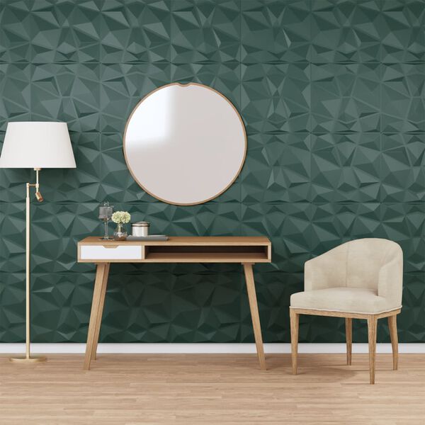 vidaXL Wall Panels 48 pcs Green 50x50 cm XPS 12 m&sup2; Diamond