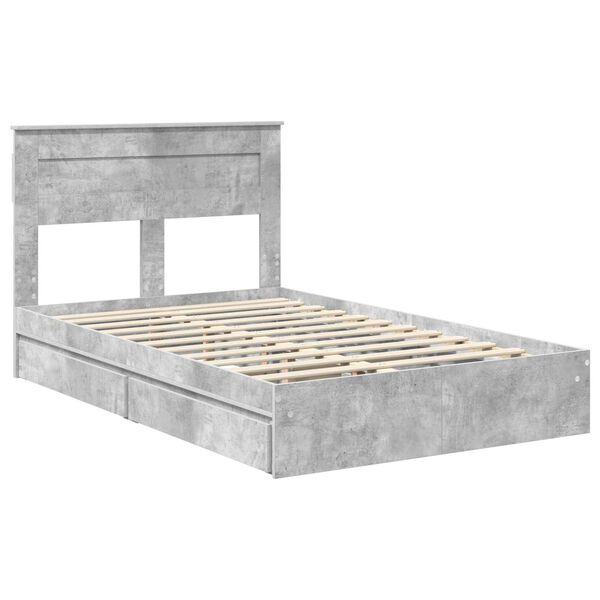 vidaXL Storage Bed Concrete Grey 135 x 190 cm Engineered Wood