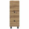 vidaXL Narrow Bathroom Cabinet with Wheels Artisian Oak Engineered Wood