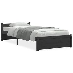 vidaXL Bed Frame without Mattress Black Solid Wood 90x200 cm