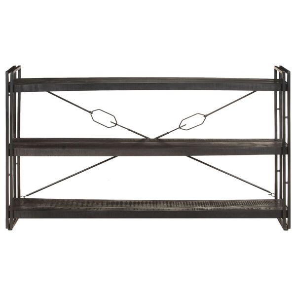 vidaXL 3-Tier Bookcase Black 140x30x80 cm Solid Mango Wood