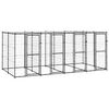vidaXL Dog Kennel | Black and Silver | Powder-coated steel, PE | Large | Durable