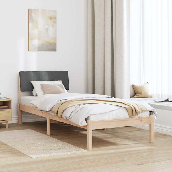 vidaXL Bed frame Brown and dark grey 80 x 200 cm Solid pine wood