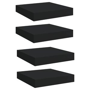 vidaXL Floating Wall Shelves 4 pcs Black 23x23.5x3.8 cm MDF