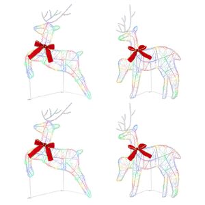vidaXL Christmas Reindeer 4 pcs 80 LEDs Multicolour 43 x 19 x 65 cm