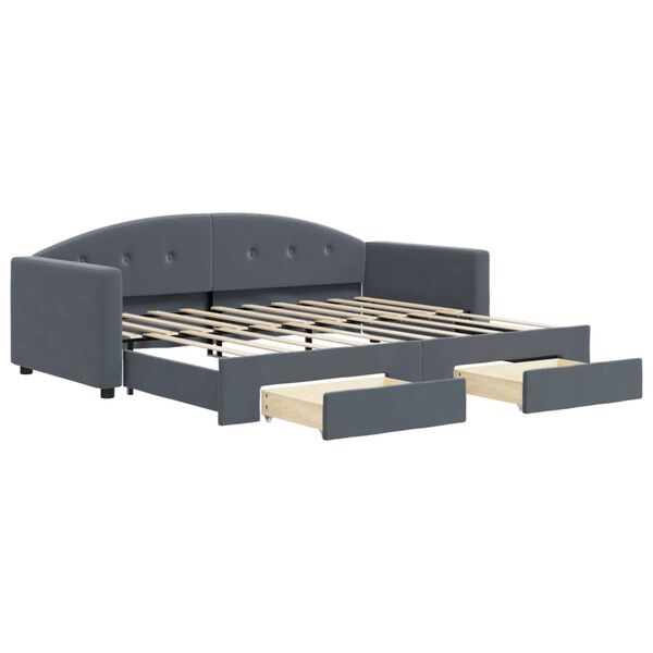 vidaXL Daybed with Trundle&Drawers without Mattress Dark Grey 90x190 cm Single