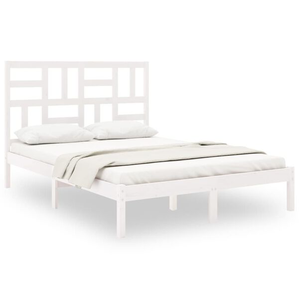 vidaXL Bed Frame without Mattress White Solid Wood 120x200 cm
