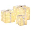 vidaXL Lighted Christmas Gift Box 3 pcs 64 LEDs Warm White