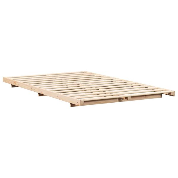vidaXL Floor Bed Frame Brown 135 x 190 cm Solid pine wood