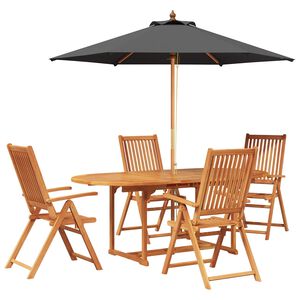 vidaXL Outdoor Dining Set with Parasol 6 pcs Anthracite and Natural