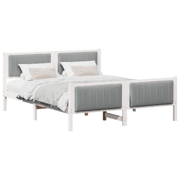 vidaXL Bed frame White and light grey 160 x 200 cm Solid pine wood