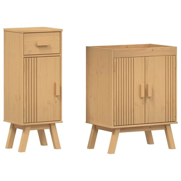 vidaXL Bathroom Furniture Set with Drawer 2 pcs Brown Solid Pine wood