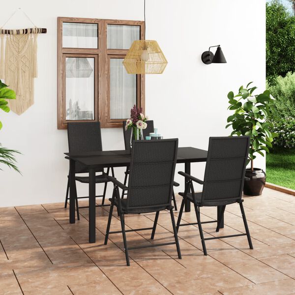 vidaXL 5 Piece Garden Dining Set Black