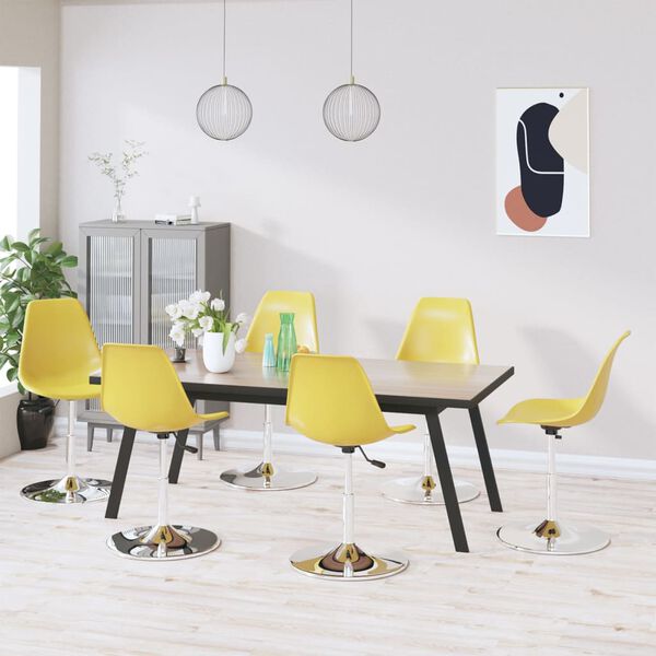 vidaXL Swivel Dining Chairs 6 pcs Yellow PP