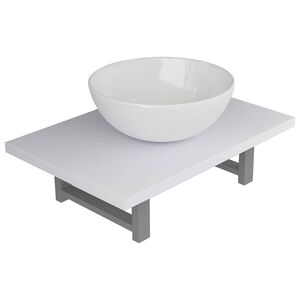 vidaXL Two Piece Bathroom Furniture Set Ceramic White