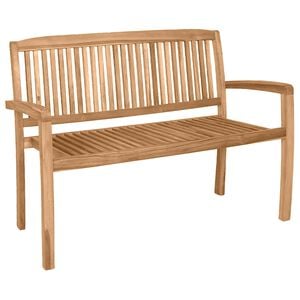 vidaXL 2-Seater Stacking Garden Bench 120 cm Solid Teak Wood