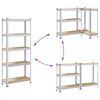vidaXL 5-Layer Storage Shelves 2 pcs Silver Steel&Engineered Wood