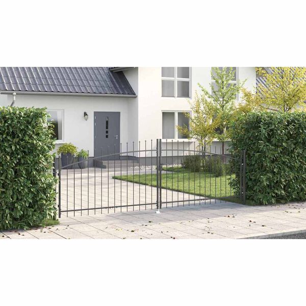 vidaXL Garden Gate with Lock Grey 150 x 400 cm Steel