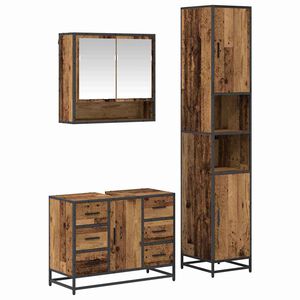 vidaXL Bathroom Furniture Set 3 pcs Old Wood Engineered Wood