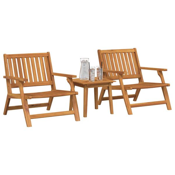 vidaXL Garden Chair 3 pcs Brown Solid Acacia Wood
