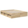 vidaXL Bed Frame with Mattress Sonoma Oak 150 x 200 cm Solid Pine Wood
