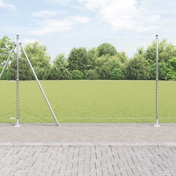 vidaXL Fence with Posts Silver 1.6 x 25 m PVC-coated steel