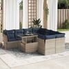 vidaXL 9 Piece Garden Sofa Set with Cushions Grey Poly Rattan Acacia