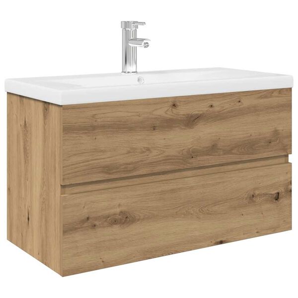 vidaXL Sink Cabinet with Built-in Basin and Faucet Artisan Oak