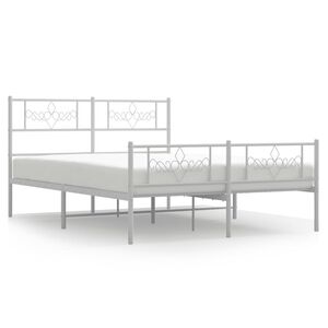 vidaXL Metal Bed Frame without Mattress with Footboard White 140x190cm