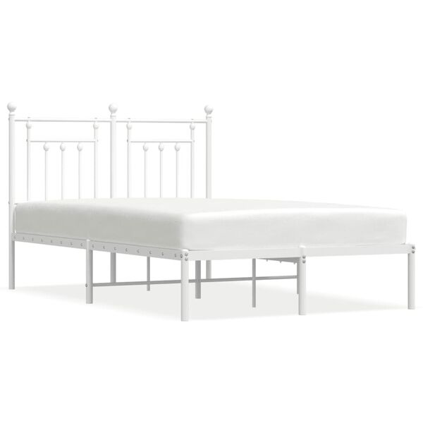 vidaXL Metal Bed Frame without Mattress with Headboard White 120x190cm