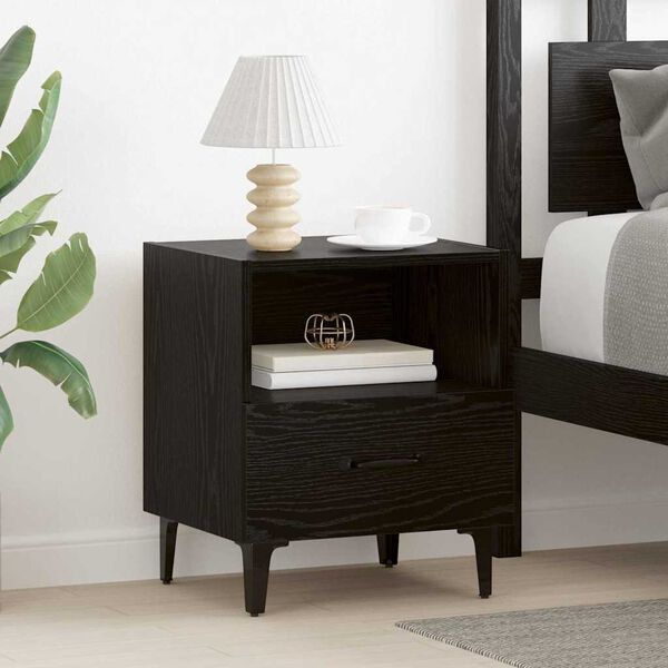 vidaXL Bedside Cabinet with Drawer 2 pcs Black oak 40 x 35 x 47.5 cm
