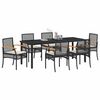 vidaXL Garden Dining Set 7 pcs Black Poly Rattan