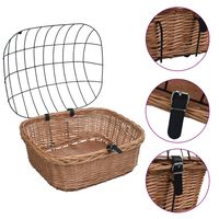 vidaXL Bike Front Basket with Cover 50x45x35 cm Natural Willow
