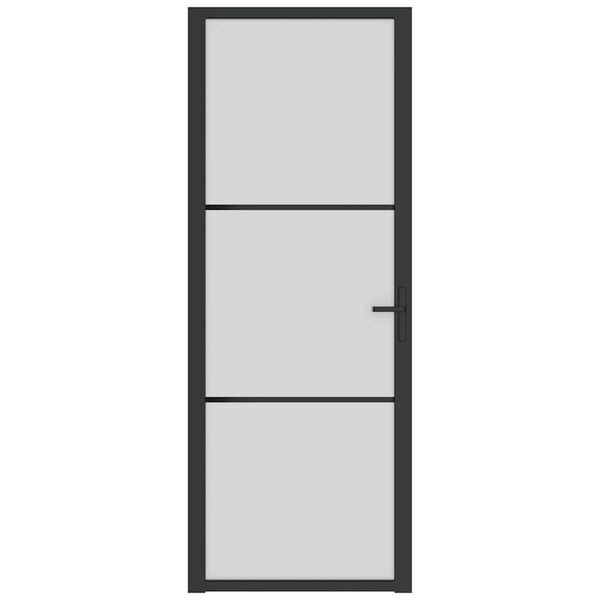 vidaXL Interior Door 76x201.5 cm Black Matt Glass and Aluminium