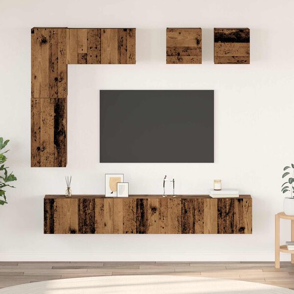 vidaXL TV Cabinet Set Wall-mounted 8 pcs Old Wood Engineered Wood