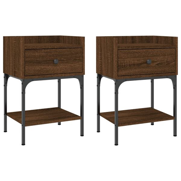 vidaXL Bedside Tables 2 pcs Brown Oak 40.5x31x60 cm Engineered Wood
