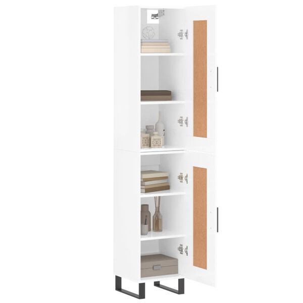vidaXL Highboard High Gloss White 34.5x34x180 cm Engineered Wood