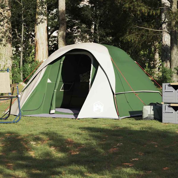 vidaXL Camping Tent Cabin 4-Person Green Waterproof