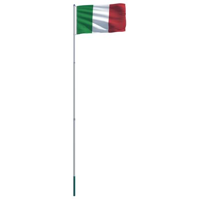 vidaXL Italy Flag and Pole Aluminium 6 m