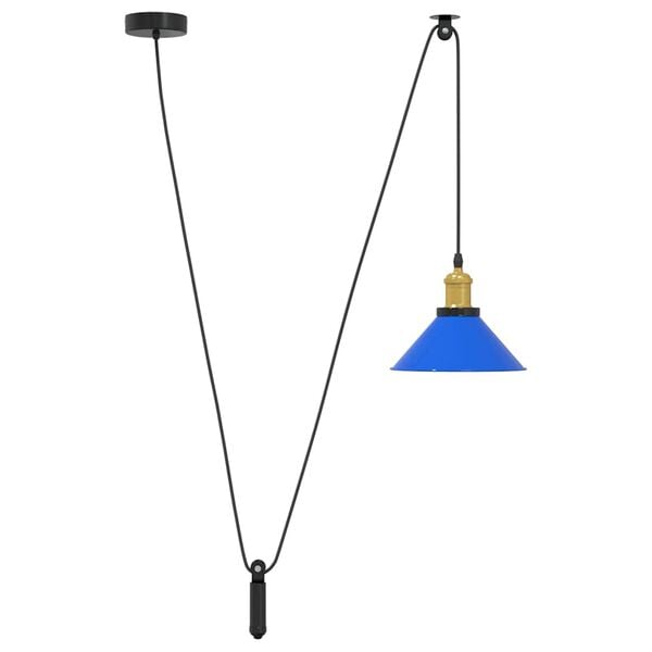 vidaXL Pendant Lamp Height Adjustable E27 Gloss Dark Blue Ø 22 cm Metal