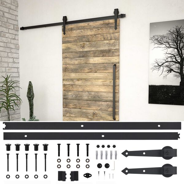 vidaXL Sliding Door SKIEN Hardware Kit 200 cm Steel Black