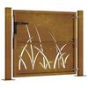 vidaXL Garden Gate 100x75 cm Corten Steel Grass Design