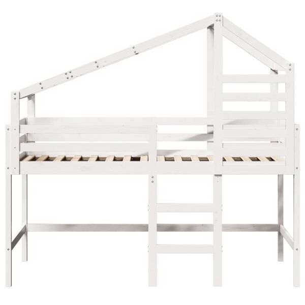 vidaXL Loft Bed with Ladder and Roof without Mattress White 90x190 cm Single