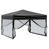 vidaXL Folding Party Tent with Sidewalls Black 3x3 m