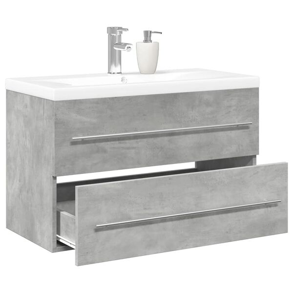vidaXL 2 Piece Bathroom Furniture Set Concrete Grey Engineered Wood
