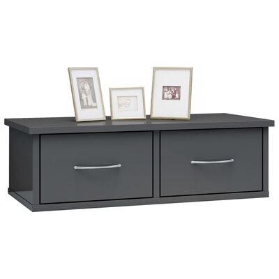 vidaXL Wall-mounted Drawer Shelf High Gloss Grey 60x26x18.5 cm Engineered Wood