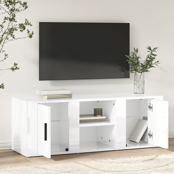 vidaXL TV Cabinet High Gloss White 100x31.5x35 cm Engineered Wood